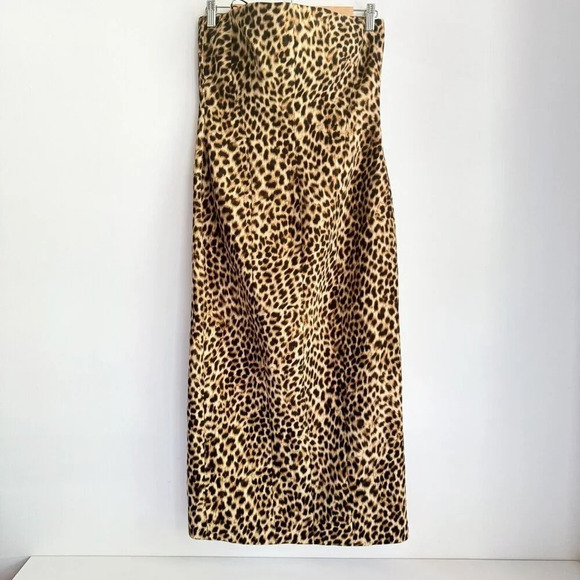 Zara Cheetah Animal Print Classic Strapless Midi Dress L - Picture 3 of 8